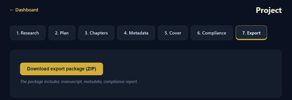 Export screen